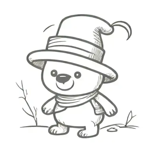 Cartoon Bear With Felt Hat