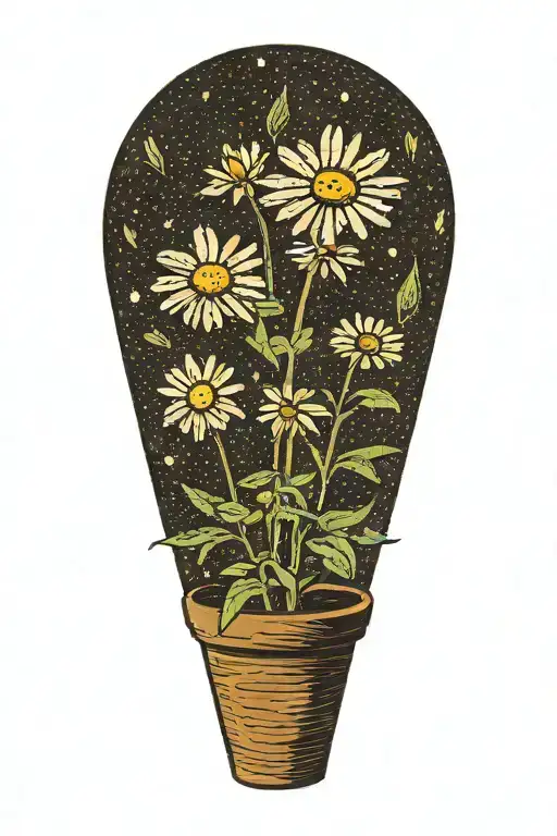 A Daisy Flower On An Elongated Stem In A Brown Pot That Smiles From The Marijuana Plant
