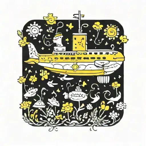 Yellow Submarine With Flowers