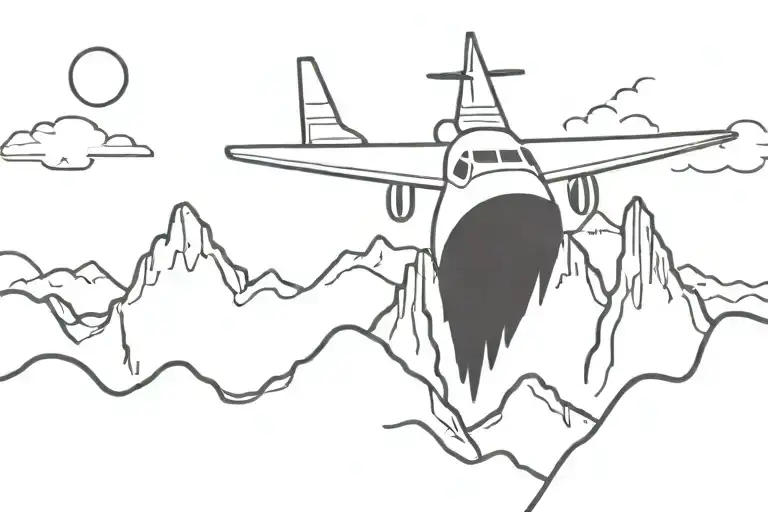 Airplane Flying Over A Mountain