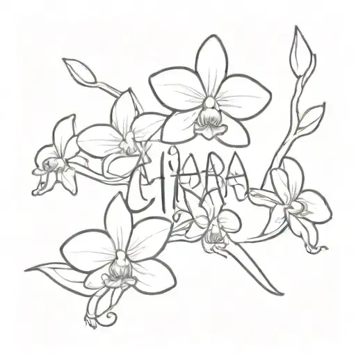 First Name Ciara With Orchid Flowers