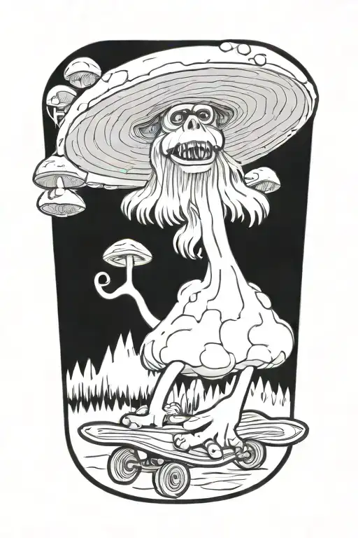 Mushroom Stoned Ape Skateboard Ufo