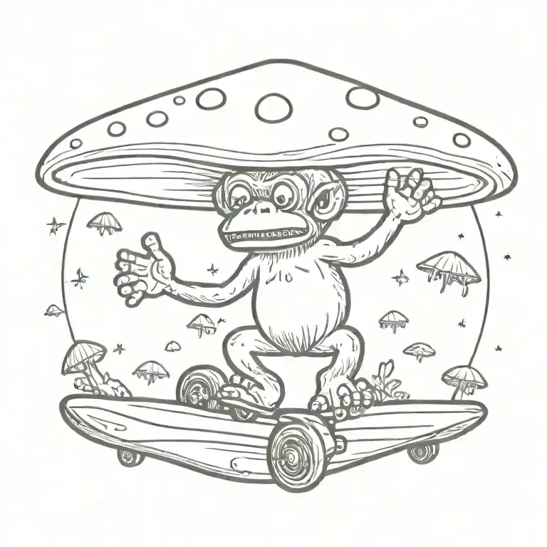 Mushroom Stoned Ape Skateboard Ufo