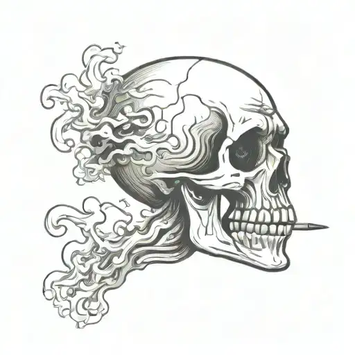Skull With Smoke Leaving Eyes And Mouth