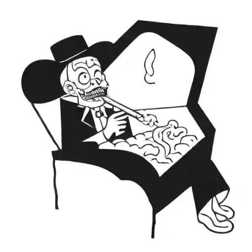 Cowboy In A Casket Smoking Cigarette