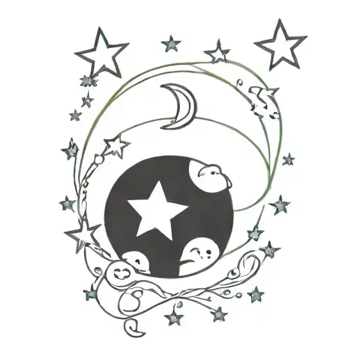 Harprr Name With Moon Surrounded By Stars Forming