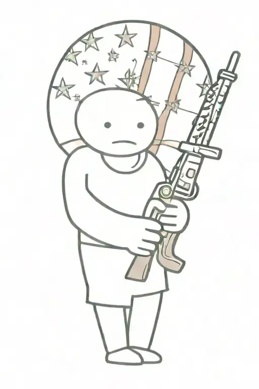 Guns American Flag Waving