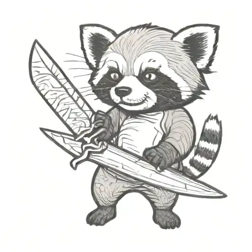 Red Panda Holding A Knife