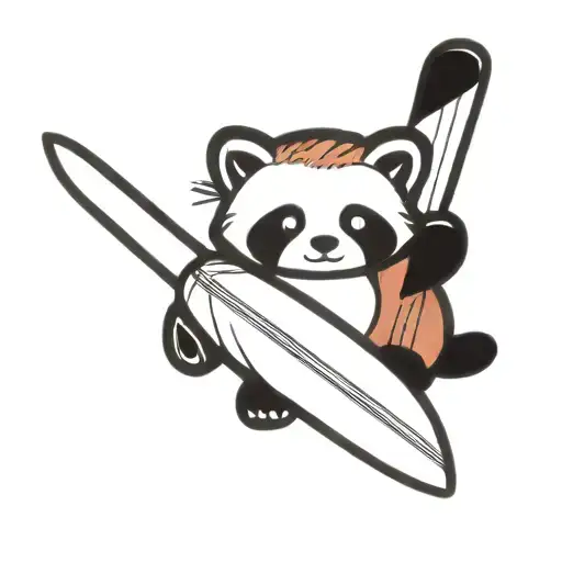 Red Panda Holding A Surfboard