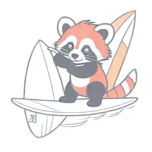 Red Panda Holding Surfboard