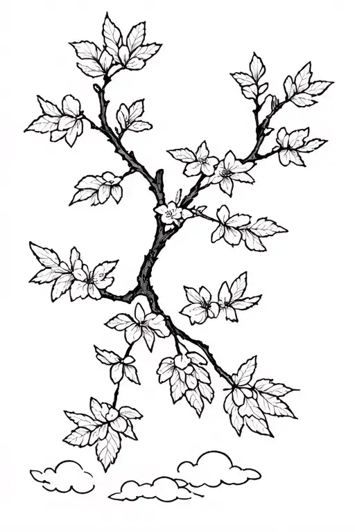 Cloud Japanese Leafs Cherry Blossom