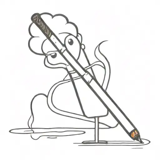 2D Cartoon Cigarette Burning Black And White