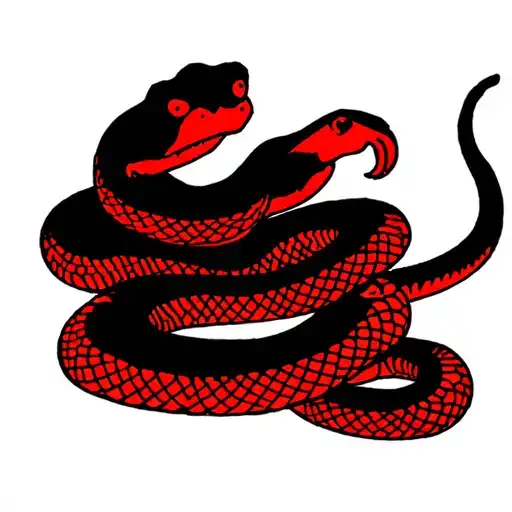 Black With Red Accents Outline Snake