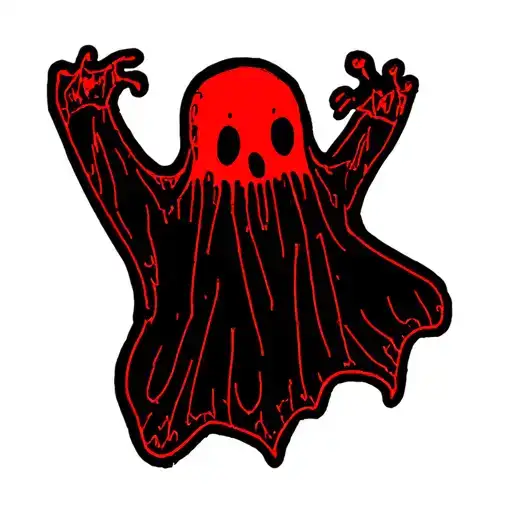 Black With Red Accents Outline Ghost