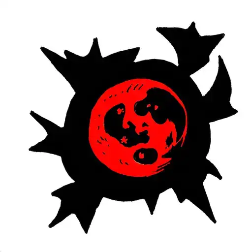 Black With Red Accents Outline Moon