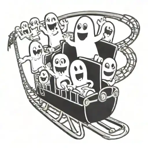 Cartoon Ghosts On An Roller Coaster
