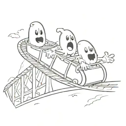 Cartoon Ghosts On An Roller Coaster