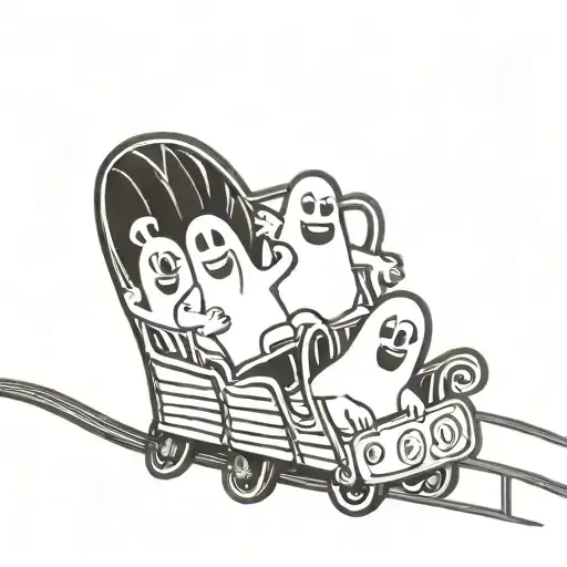 Cartoon Ghosts On An Roller Coaster