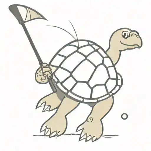 Cartoon Sea Turtle Golfing