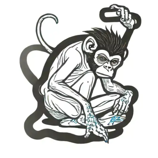 Blue Monkey Doing Cokaine