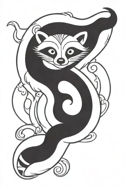 Raccoon Inside Uroboros Snake