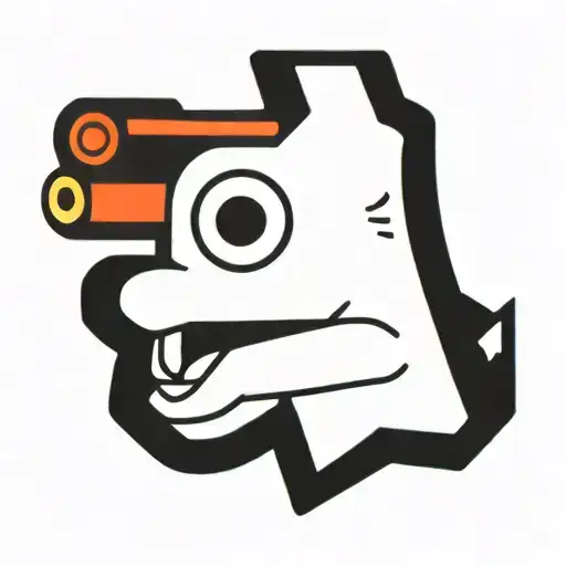 A Gun With Human Eye Which Are Close And Shy While Blushing Like A Cartoon Character