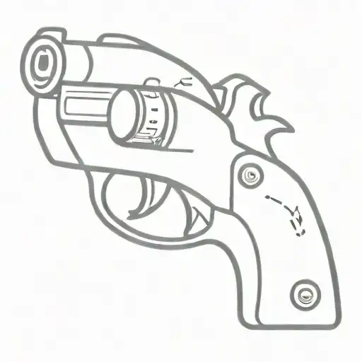 A Gun With Two Closed Human Eyes And Shy While Blushing Like A Cartoon Character