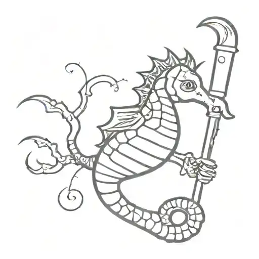 Seahorse Holding A Dagger