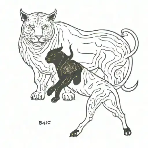 Stock Market Bull Vs Siberin Cat Sitting Together