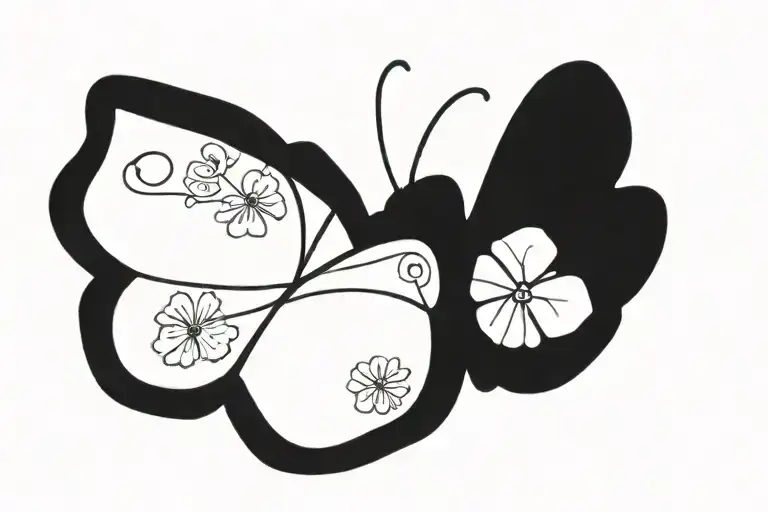 Butterfly Flower Webb Water Colors