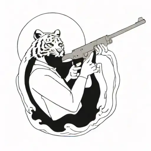 Man On Tiger With A Futrisc Gun