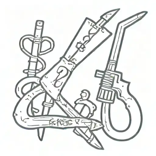 A Pitchfork And Gun Intertwined With The Words 'Wreck It'