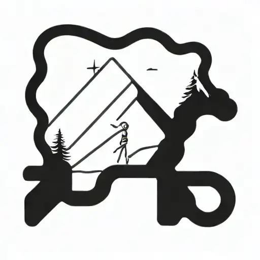 A Minimalist Tattoo Of A Narrow Path Leading Towards A Distant Mountain Peak