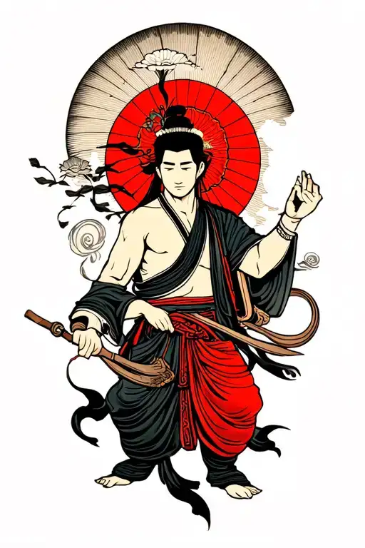 Zen Male Traveller Seeking Truth And Peace Symbol