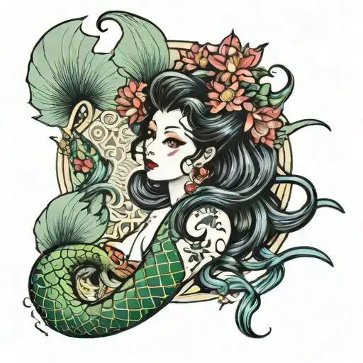 Mermaid Pin Up Style Traditional