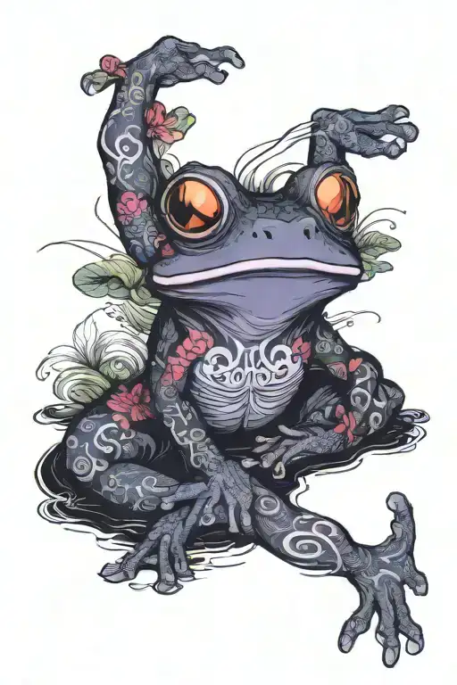 Goth Frogman With Tattoos And Piercings On Lilypad Bar