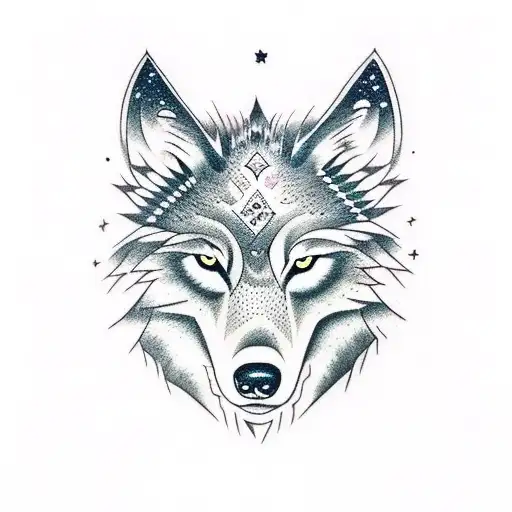 Wolf Dark Space And Stars