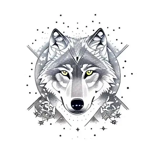 Wolf Dark Space And Stars Jungle