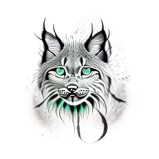 Black And White Lynx With Emerald Colour Eyes