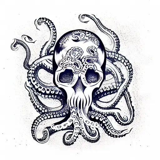 Underwater Skull With Octopus