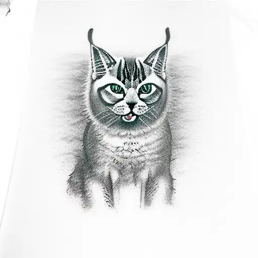 A Big Scary Maneater Cat Bayun On An Iron Pillar In The Forest