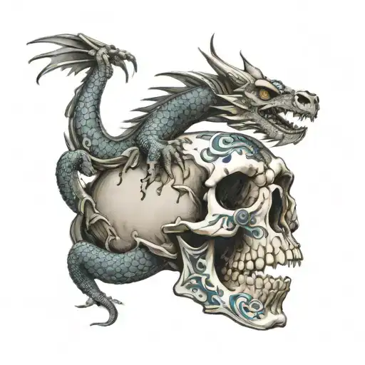 Dragon Sitting On A Skull