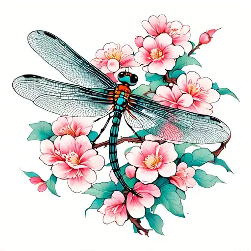 Dragonfly Cherry Blossoms And Infinity Symbol