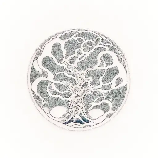 Tree In Circle With Japanese Letters