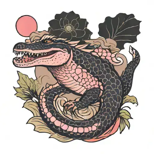 Pink Alligator With A Bird On It