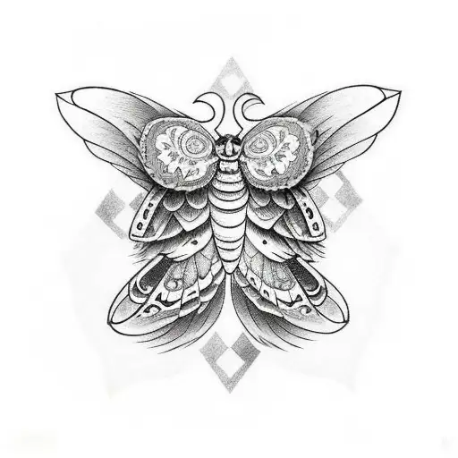 Moth With Skull Inside The Wings And Body