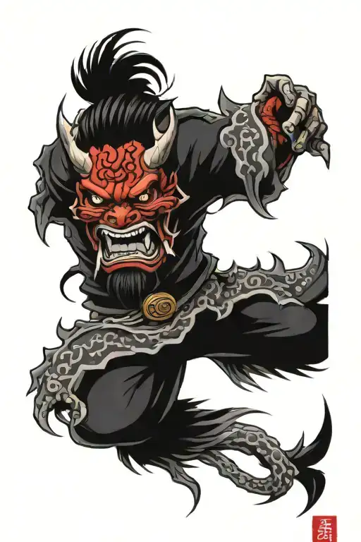 Oni With Red And Black Colors