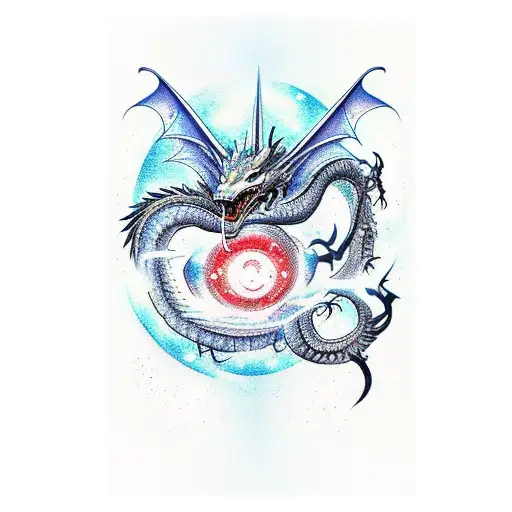 Futuristic Dragon With Superpowers Soaring Through A Galaxy