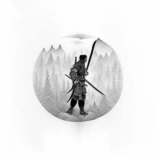 Man Holding Sword In Dark Forrest