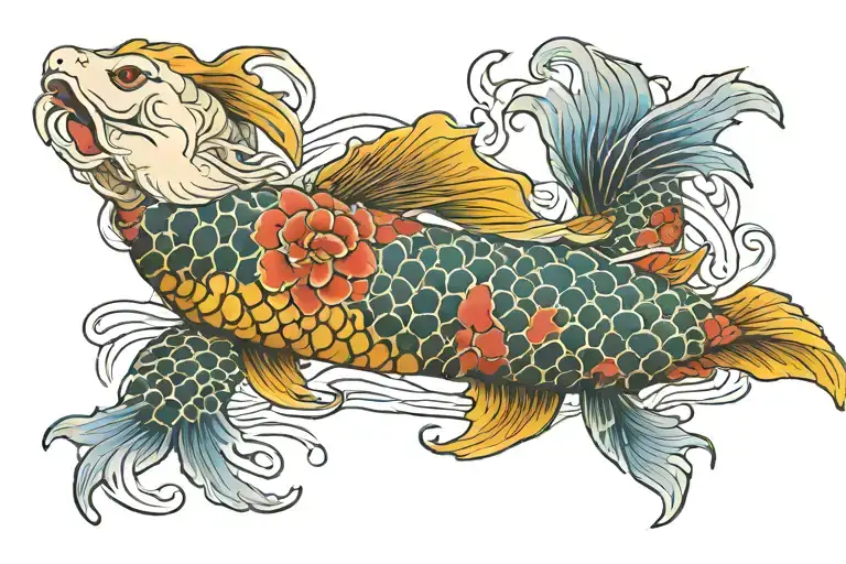 Koi Fish Transforming Dragon